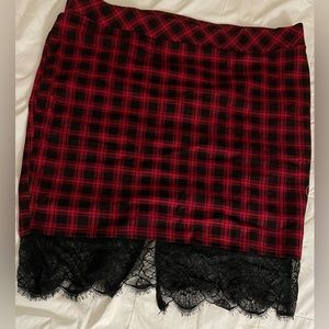 Red and Black Plaid Skirt- Torrid